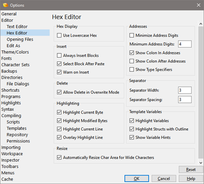 010 Editor Manual Hex Editor Options